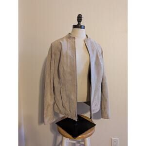 style and Co‎ cream genuine leather jacket size L